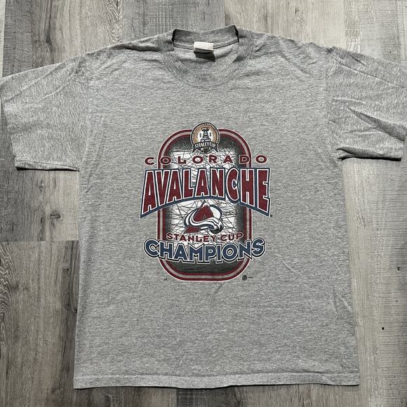 VTG Colorado Avalanche 2001 Stanley Cup Grey Champions NHL Hockey T Shirt Large - Picture 1 of 4
